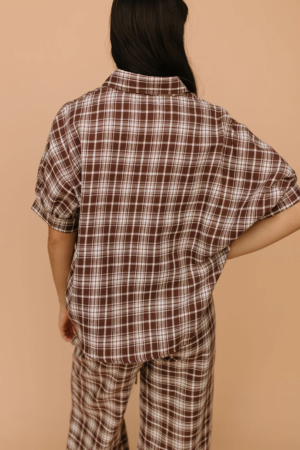 Tatum Plaid Button Down in Brown - Image 3