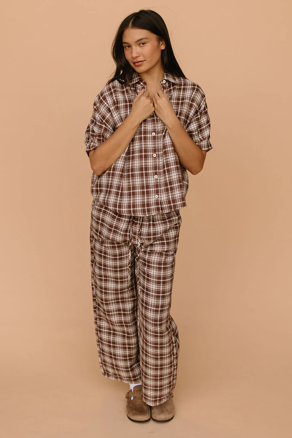 Tatum Plaid Button Down in Brown - Image 4