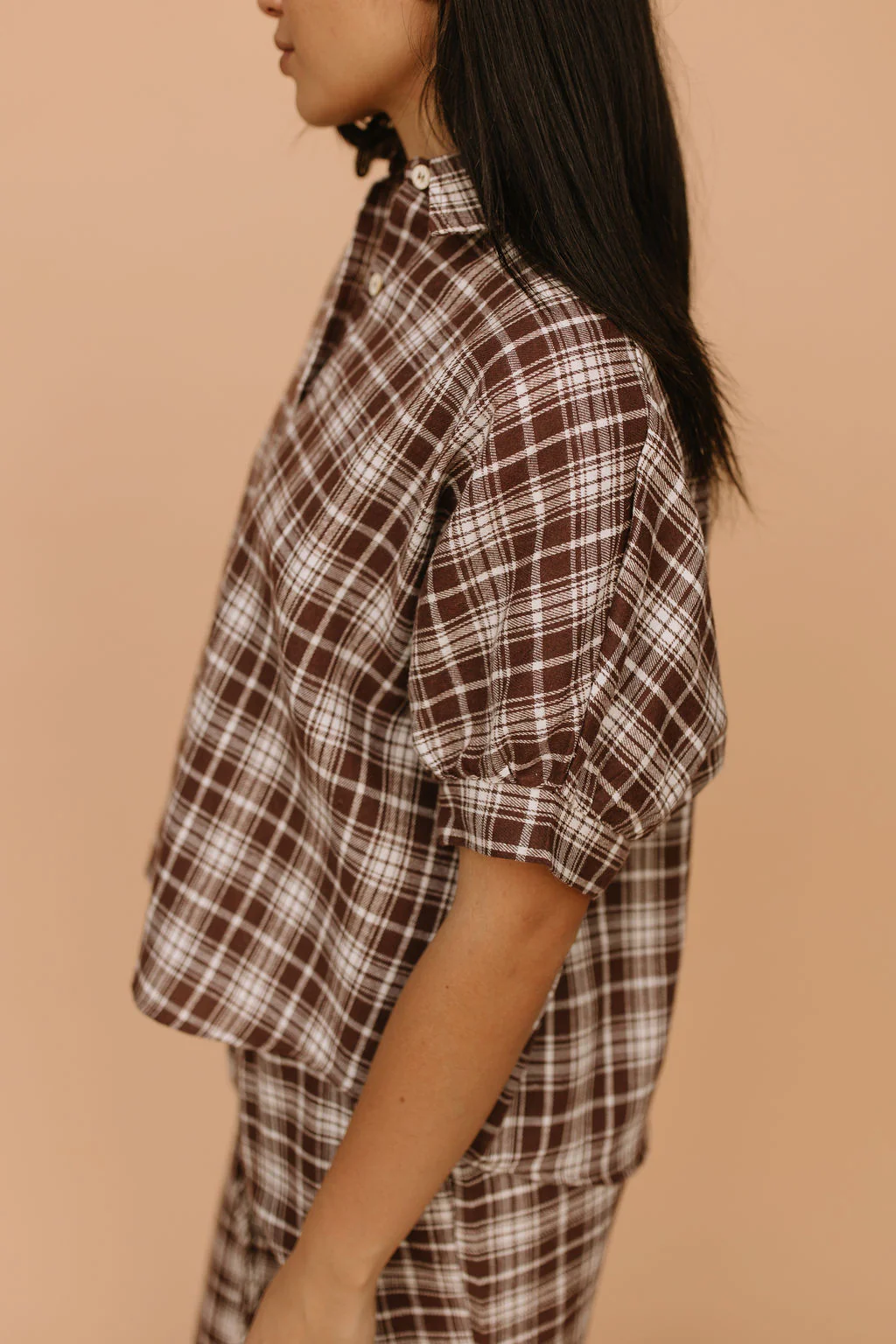Tatum Plaid Button Down in Brown - Image 5