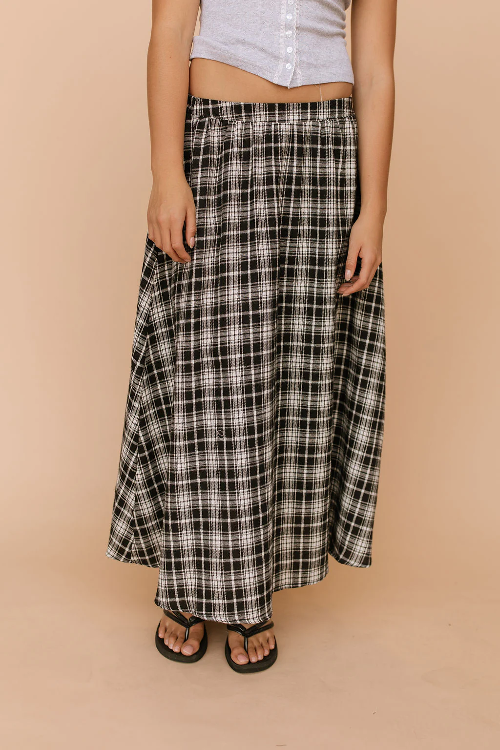 Tatum Plaid Maxi Skirt in Black - Image 3
