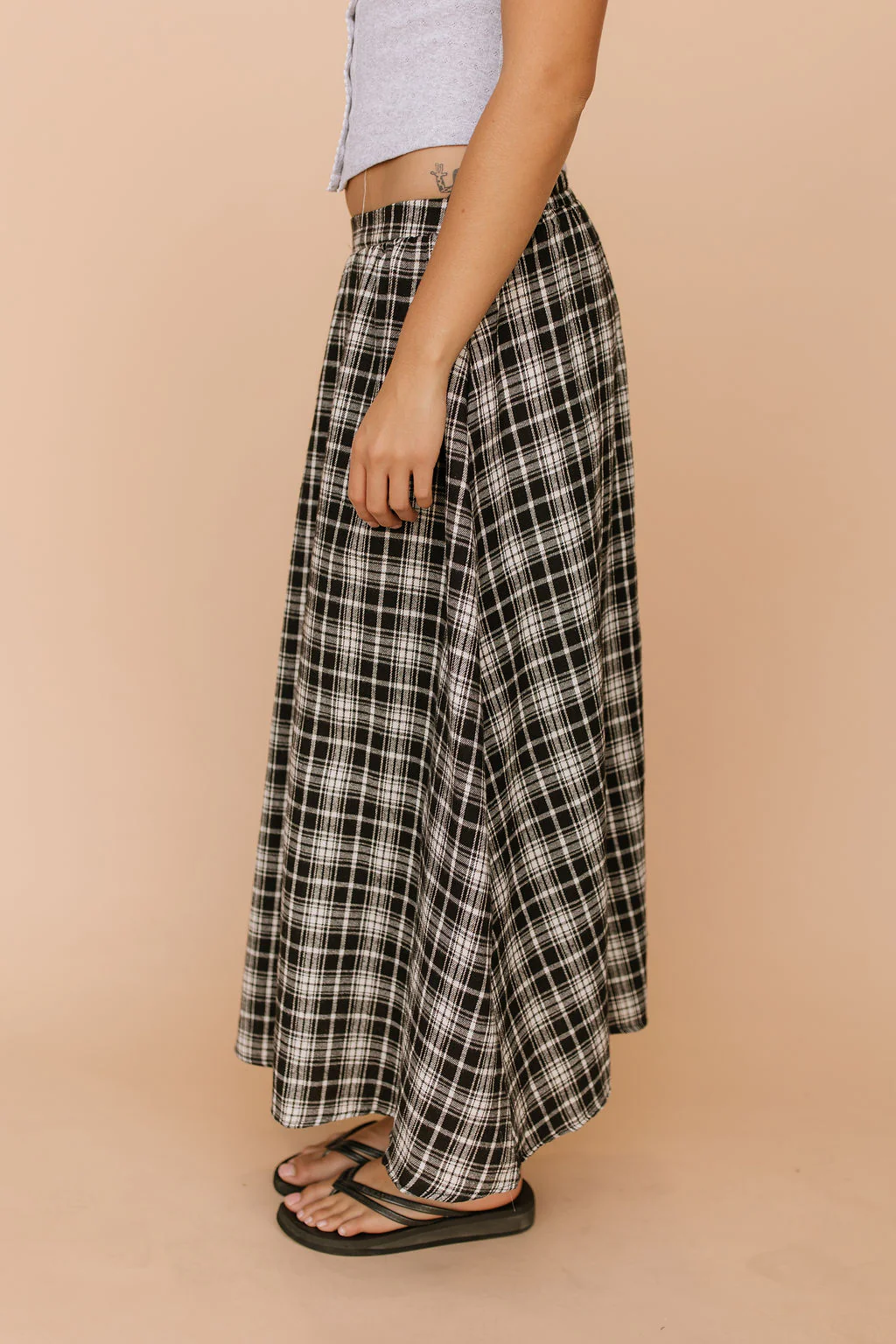 Tatum Plaid Maxi Skirt in Black - Image 4