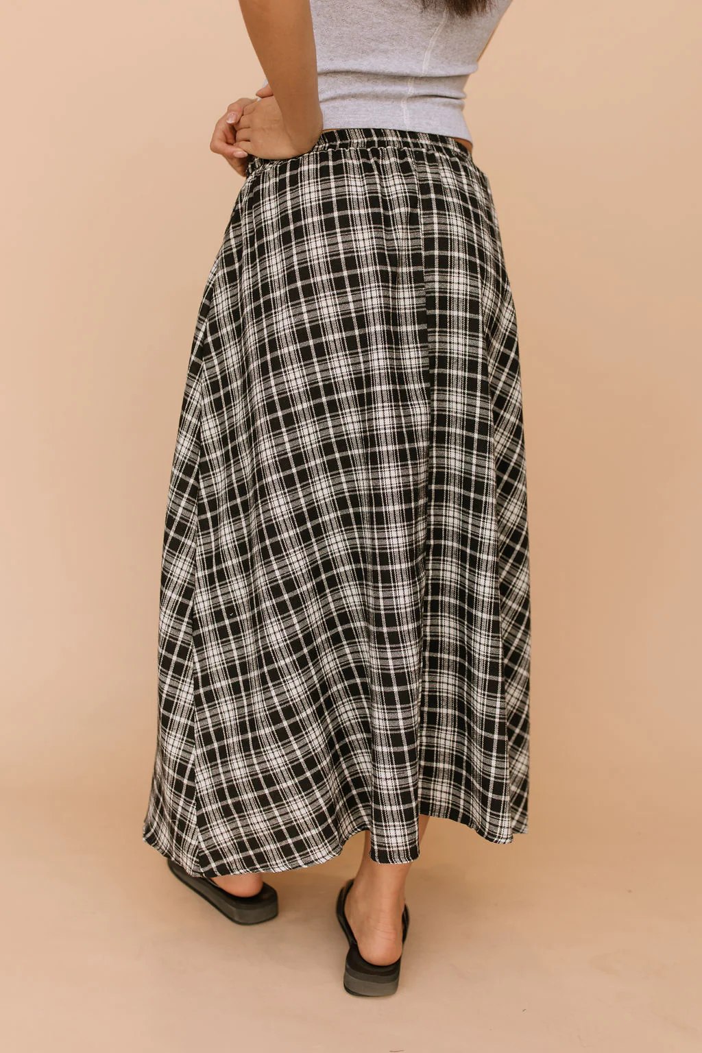 Tatum Plaid Maxi Skirt in Black - Image 5