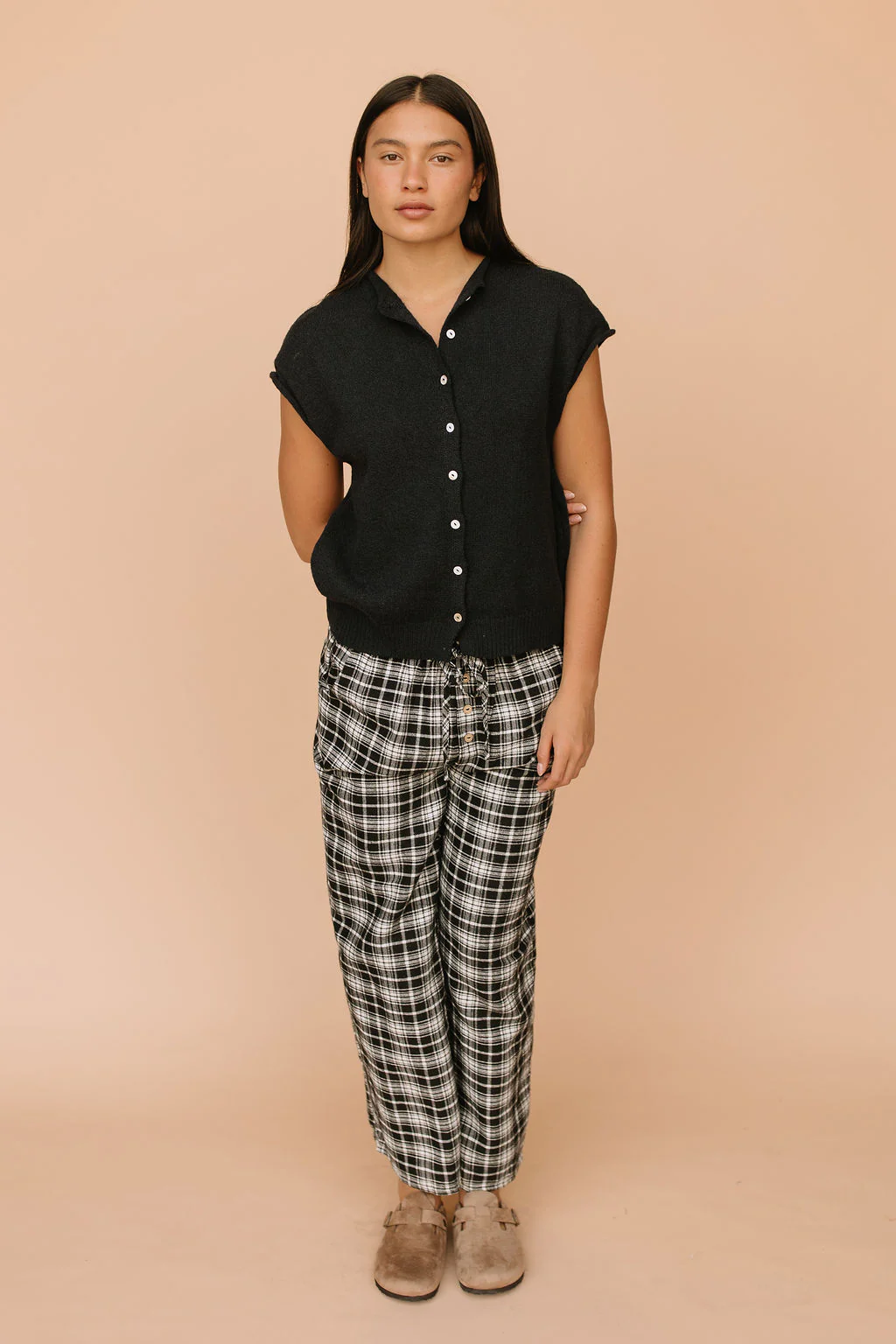 FINAL SALE - Tatum Plaid Pants in Black - Image 2