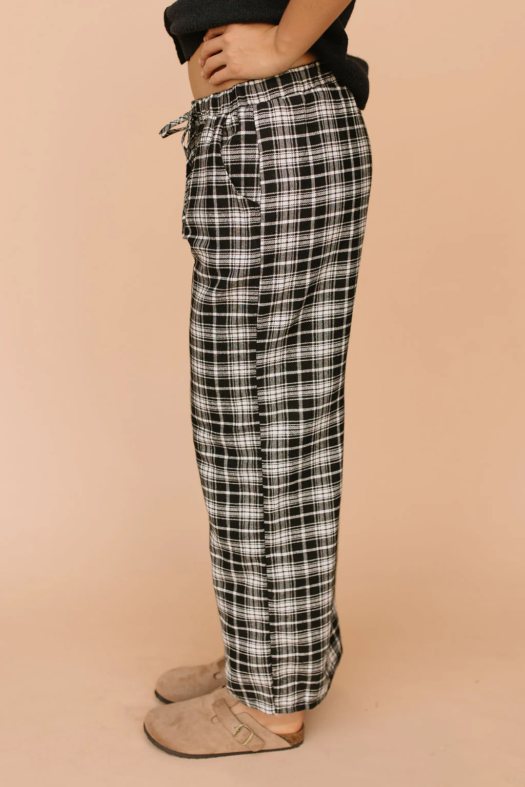 FINAL SALE - Tatum Plaid Pants in Black - Image 5