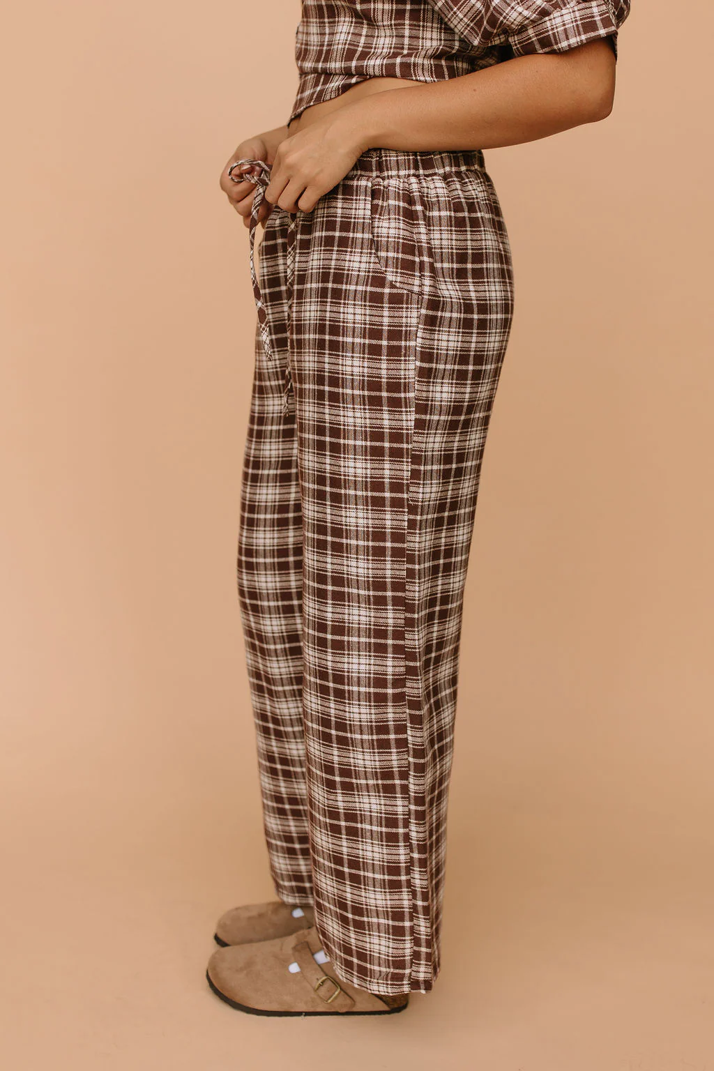 Tatum Plaid Pants in Brown - Image 3