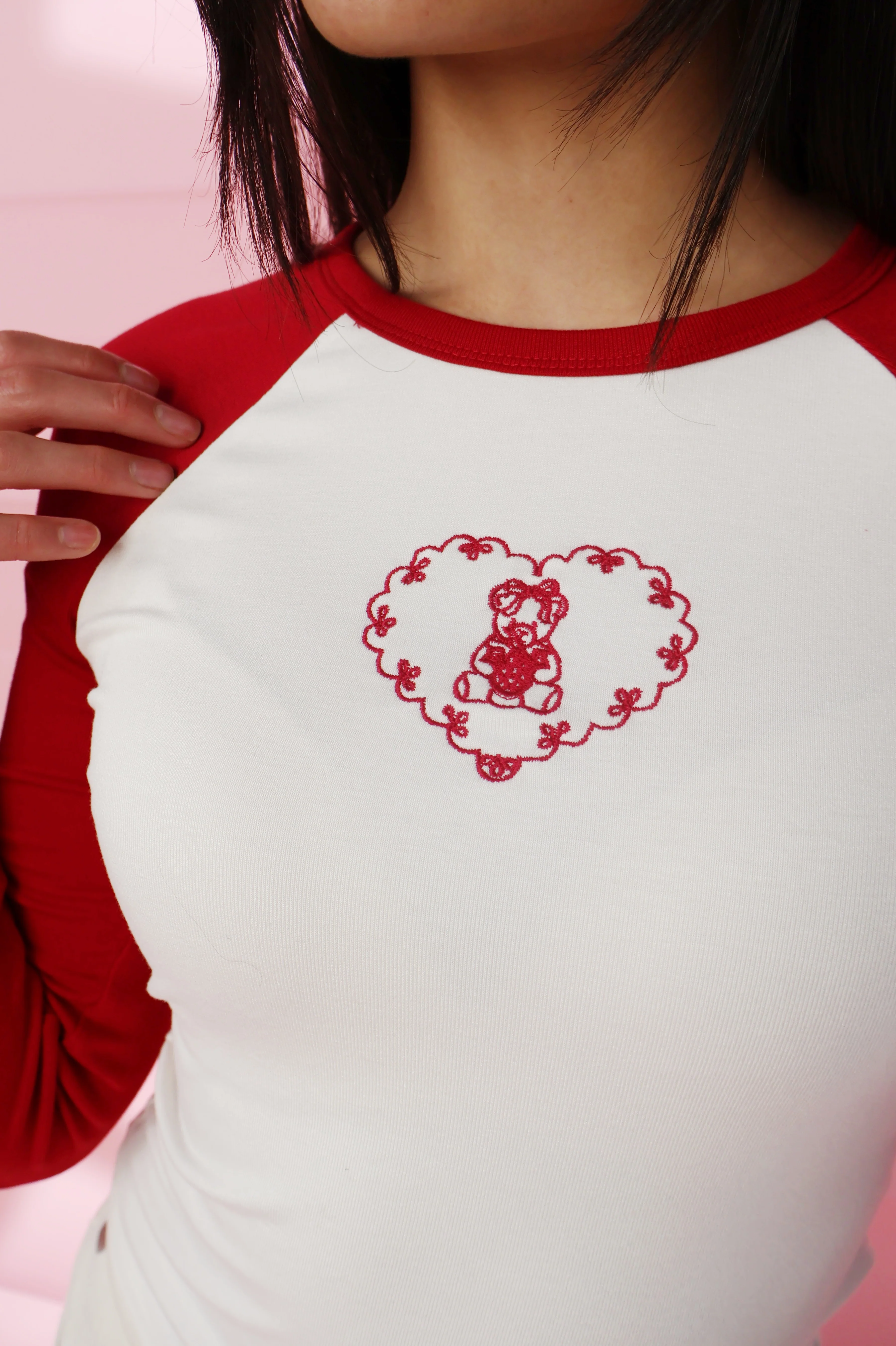 FINAL SALE - Teddy Embroidered Raglan Tee - Image 2