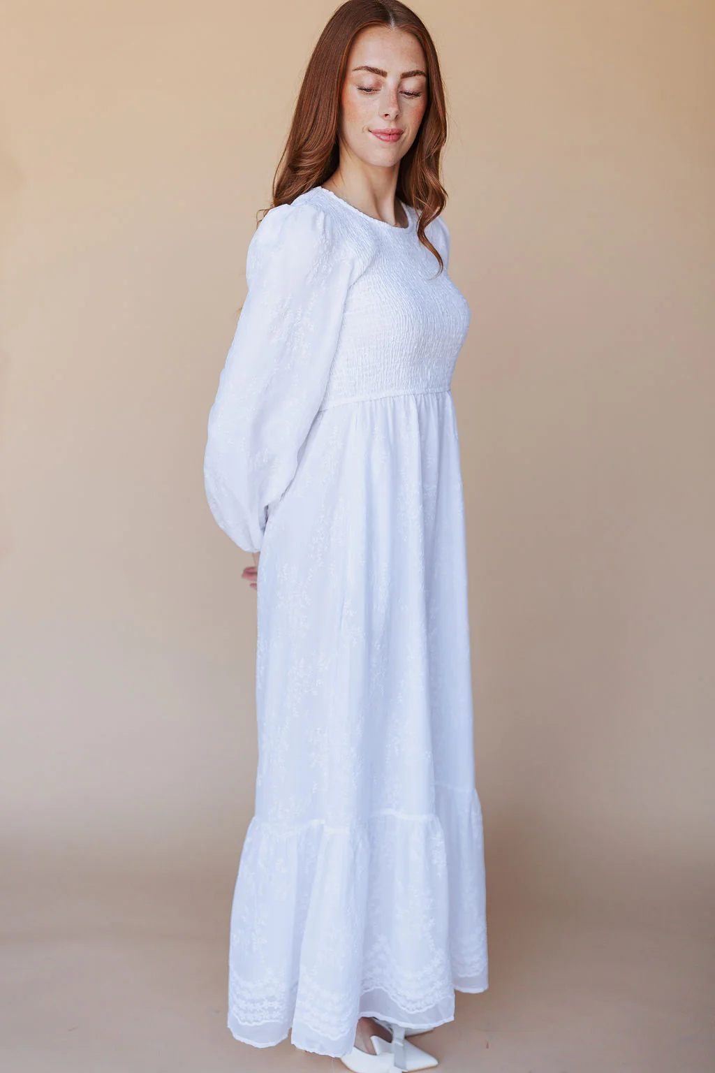 FINAL SALE - The White Embroidered Smocked Maxi - Image 3