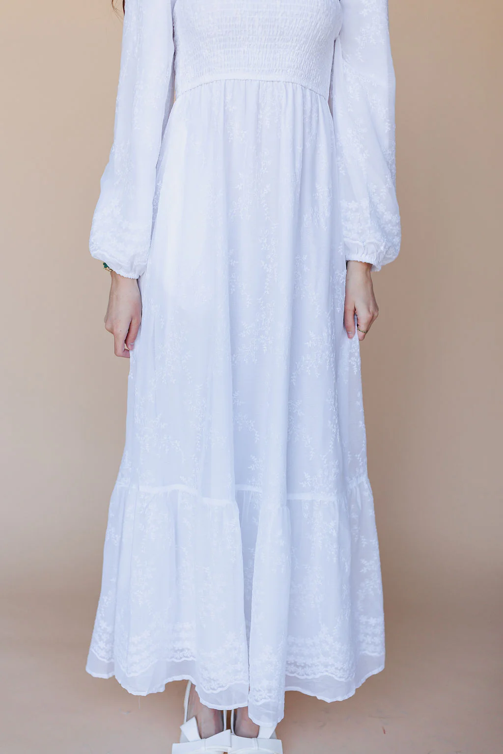 FINAL SALE - The White Embroidered Smocked Maxi - Image 5