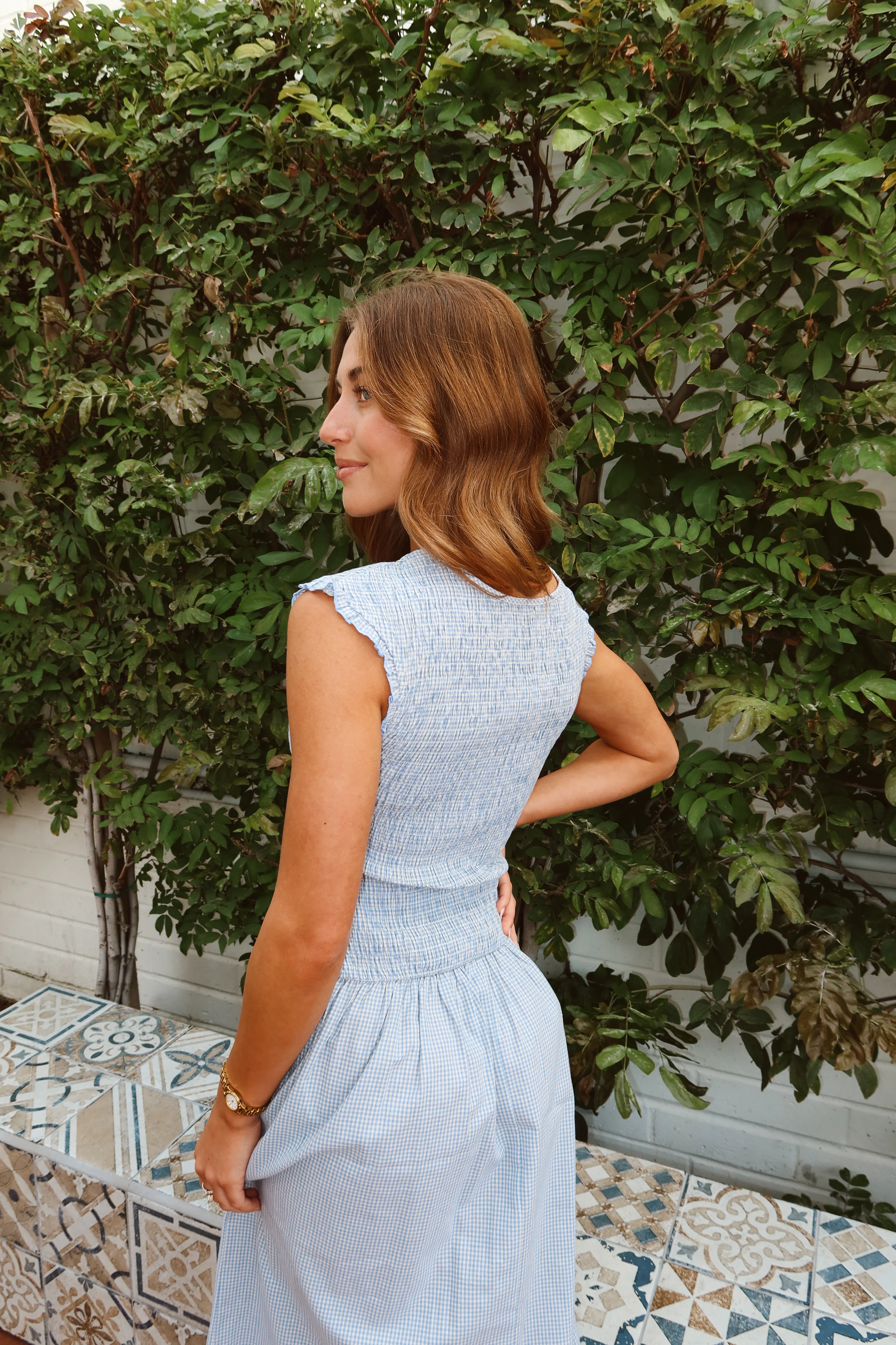 Tilly Gingham Midi in Light Blue - Image 3