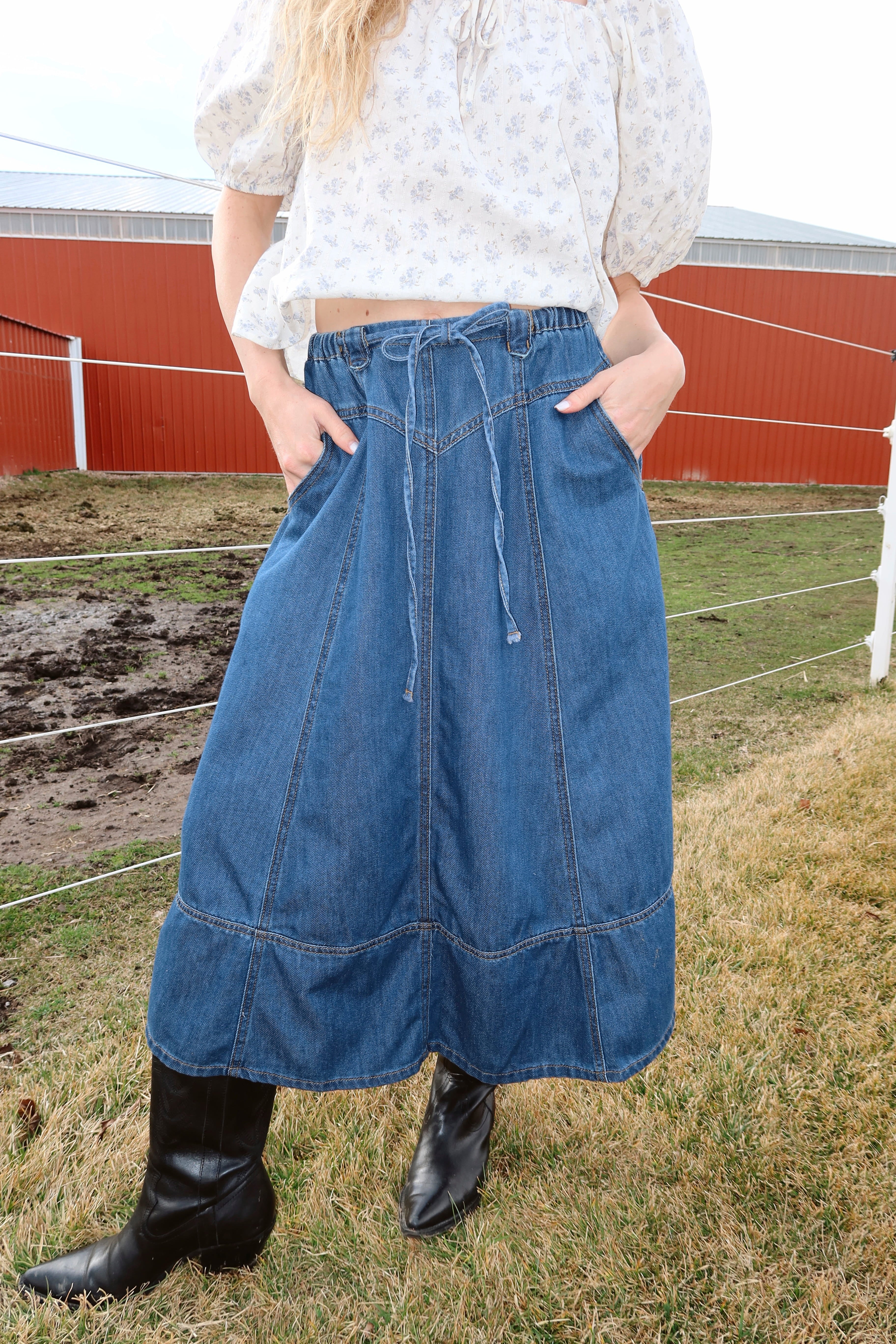 Tulsa Denim Skirt in Medium Wash - Image 2