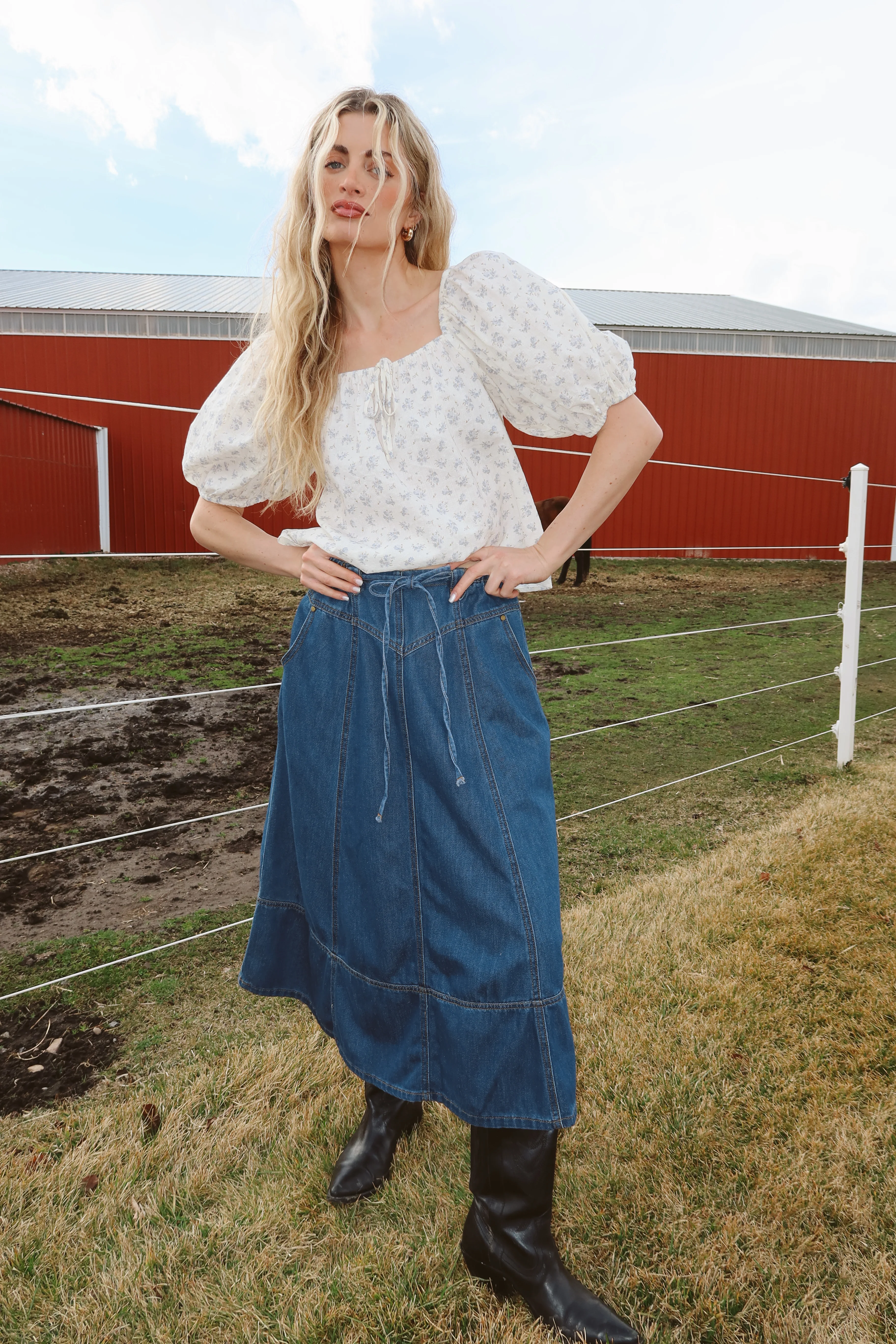 Tulsa Denim Skirt in Medium Wash - Image 3