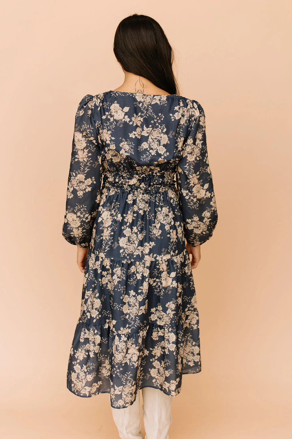Valencia Floral Midi in Navy - Image 3