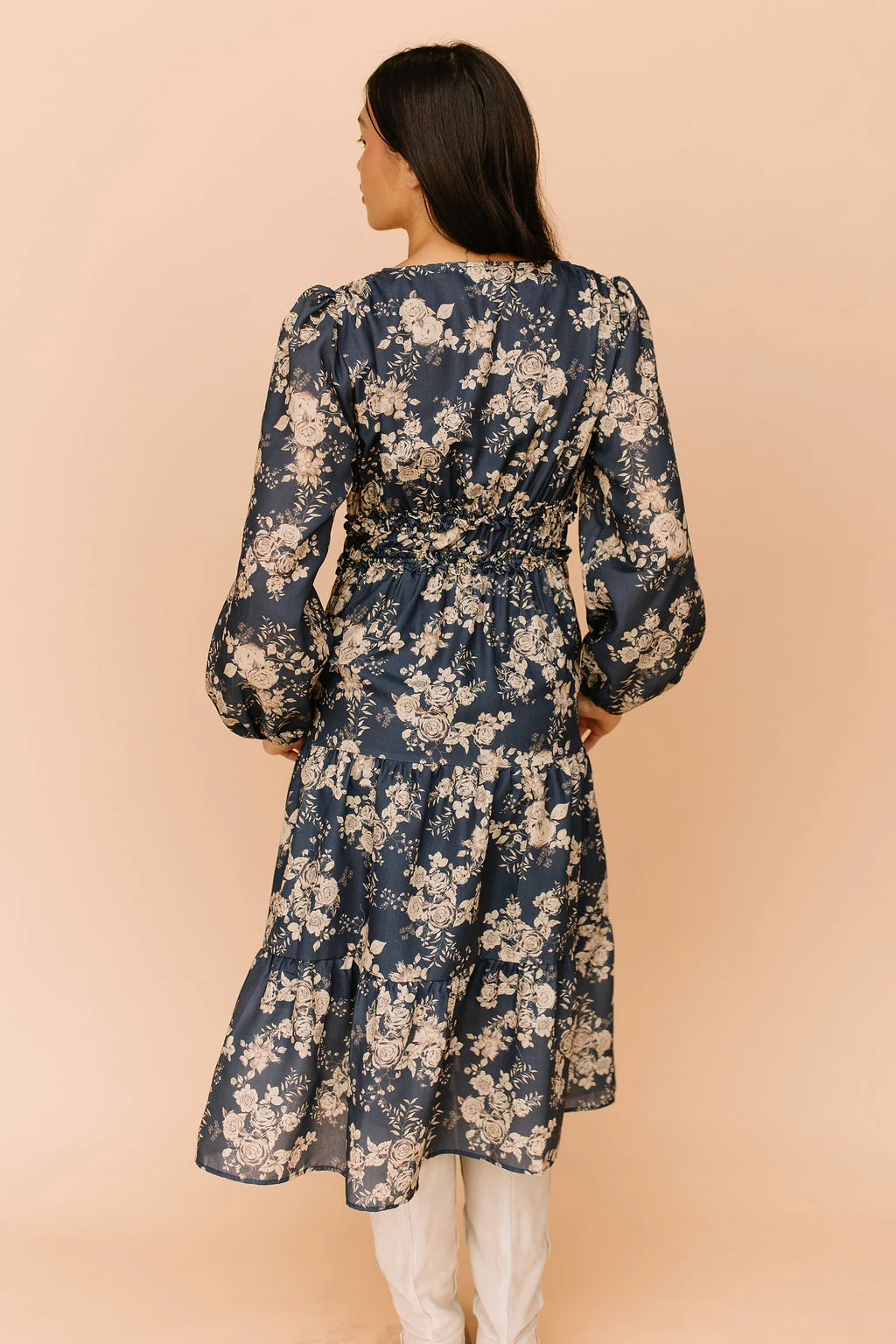 Valencia Floral Midi in Navy - Image 4