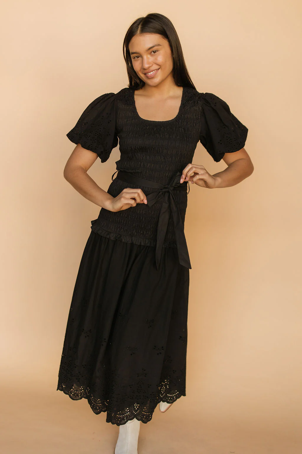 FINAL SALE - Veronica Eyelet Lace Maxi in Black - Image 5
