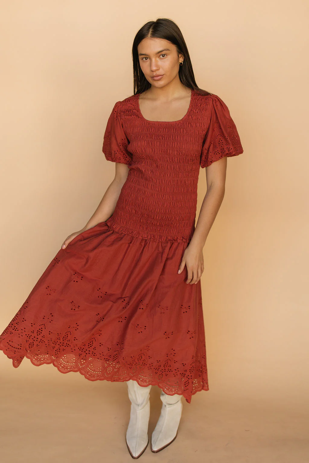 FINAL SALE - Veronica Eyelet Lace Maxi in Red - Image 3