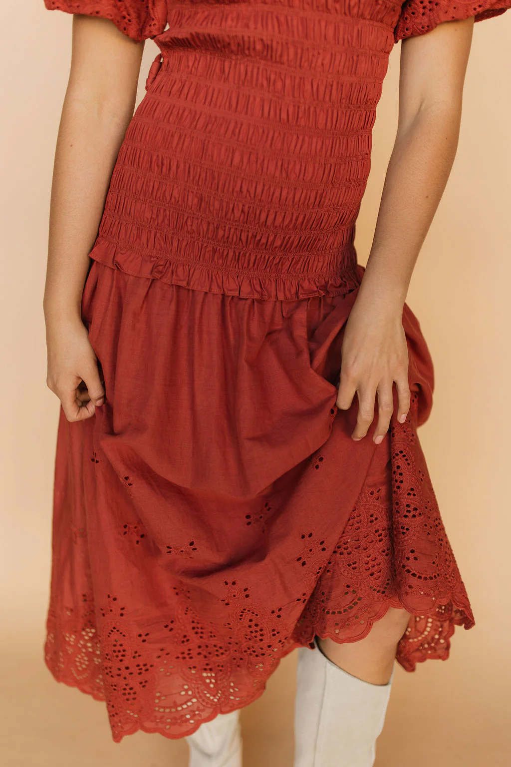 FINAL SALE - Veronica Eyelet Lace Maxi in Red - Image 4