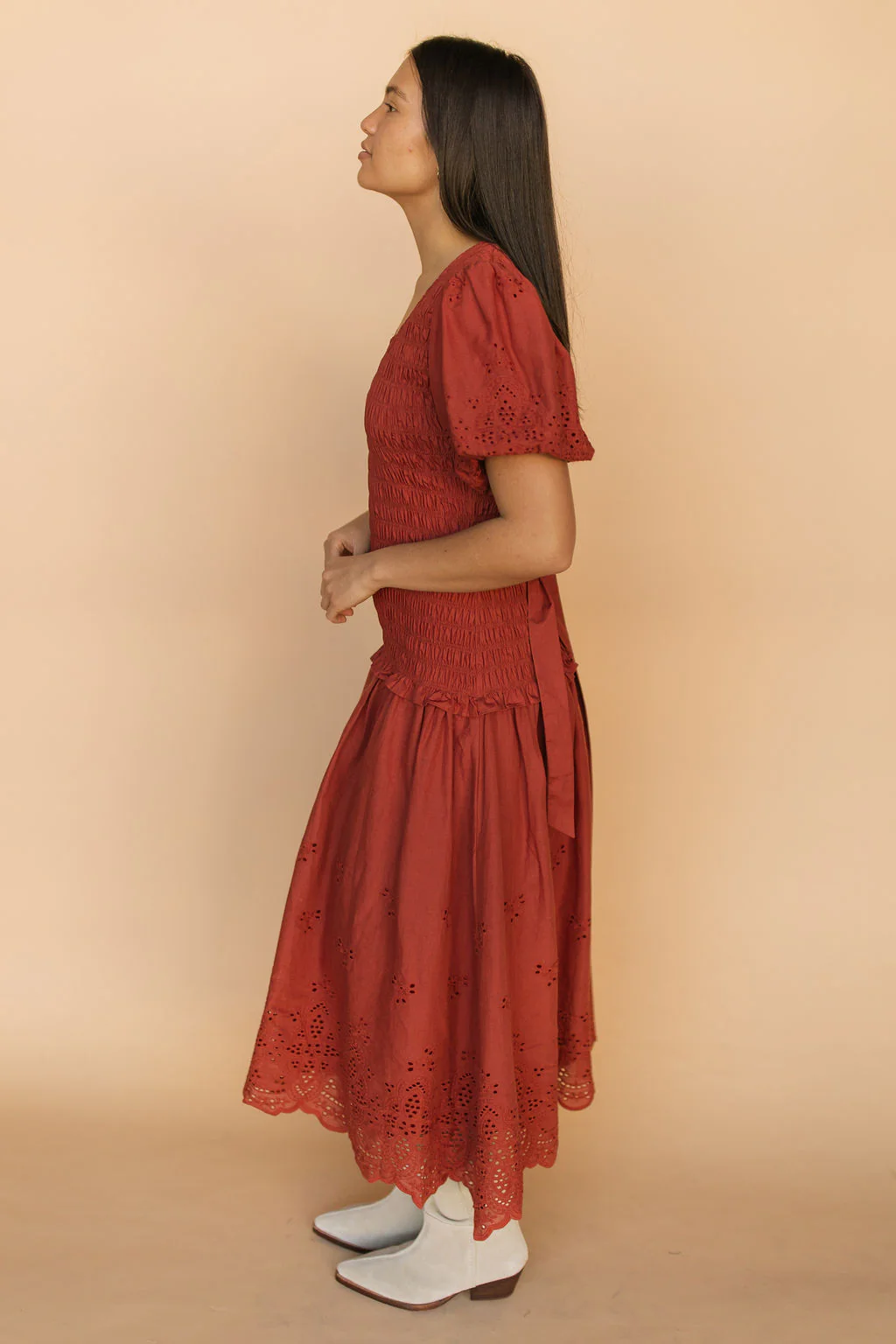FINAL SALE - Veronica Eyelet Lace Maxi in Red - Image 5