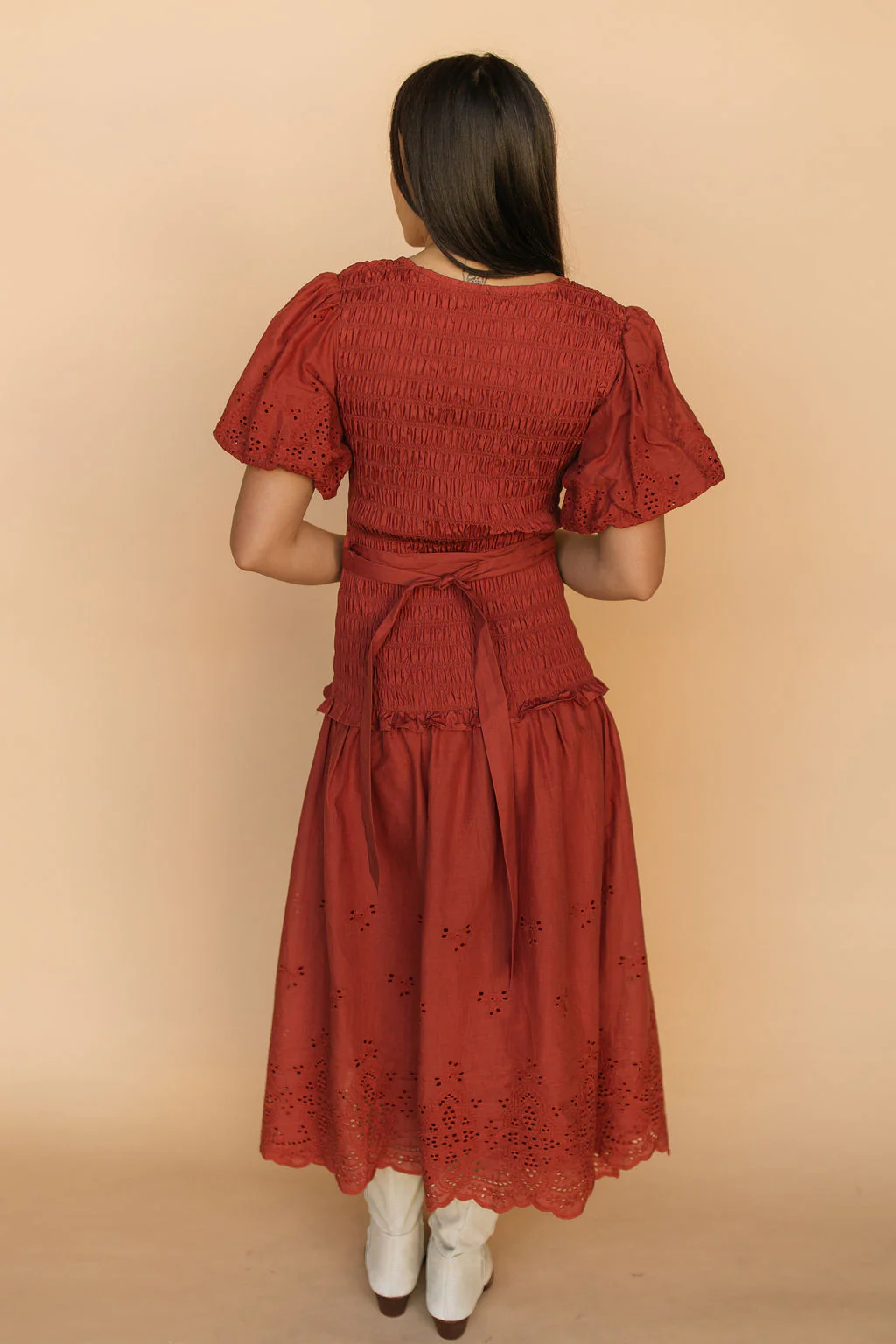 FINAL SALE - Veronica Eyelet Lace Maxi in Red - Image 6