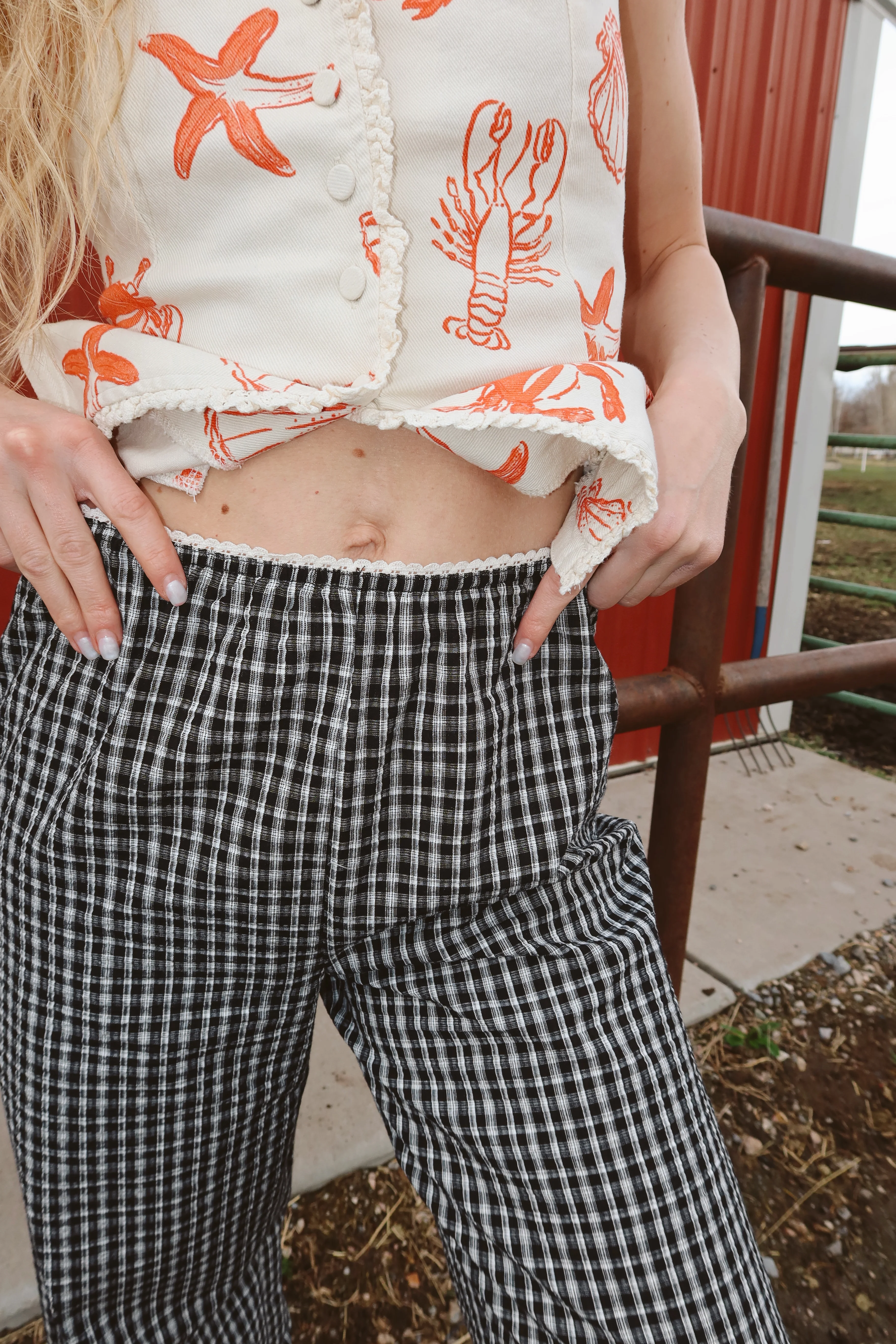 Waco Seersucker Checkered Pants in Black - Image 3