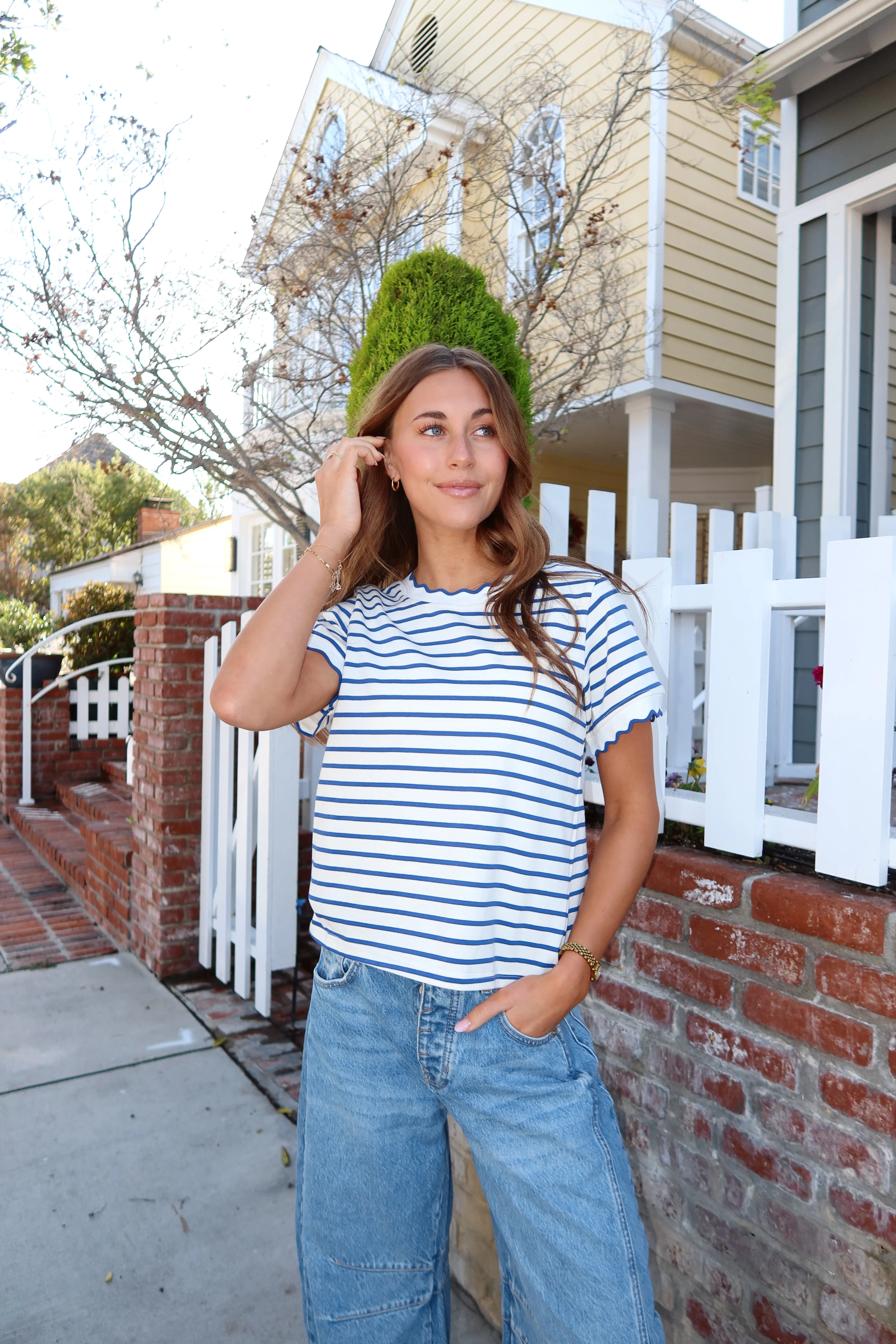 Whitney Stripe Tee in Blue - Image 5