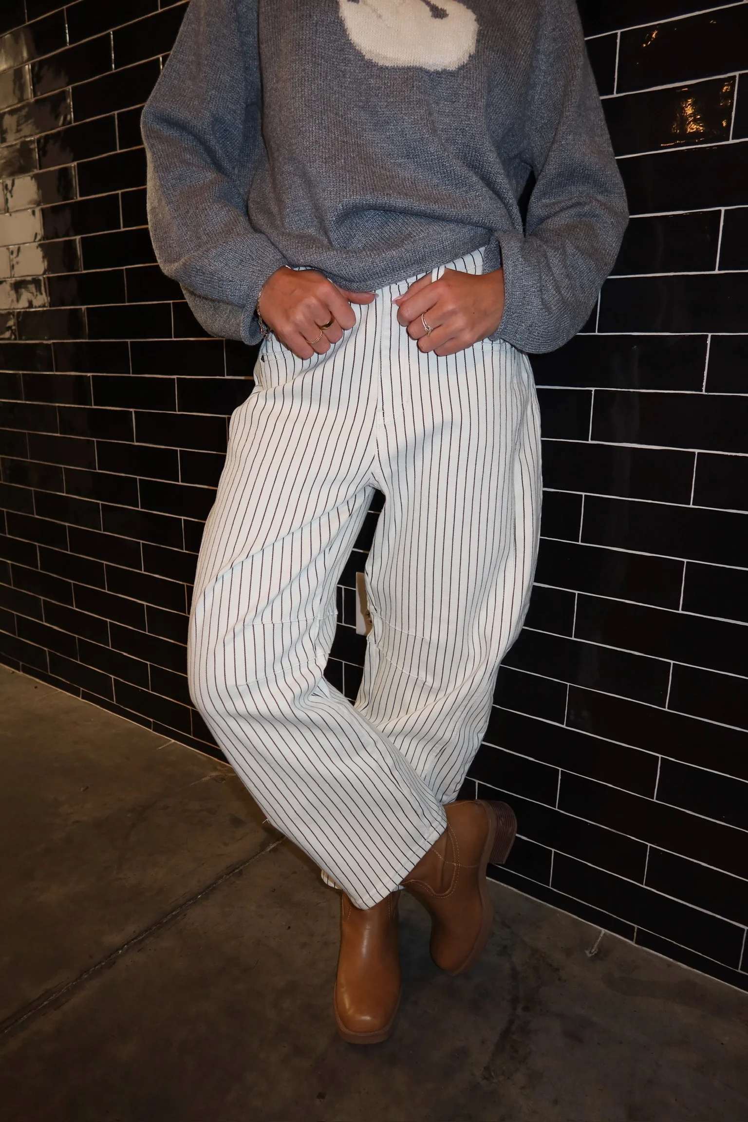 Wren Pinstripe Barrel Jeans - Image 2
