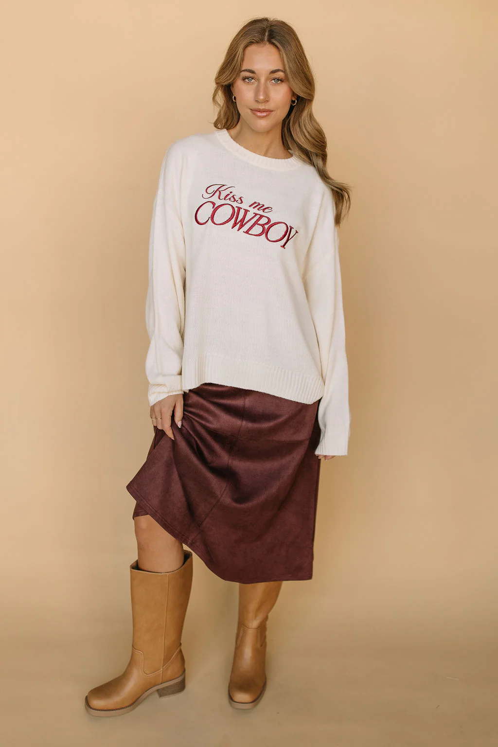 Zella Suede A-Line Skirt in Chocolate - Image 5